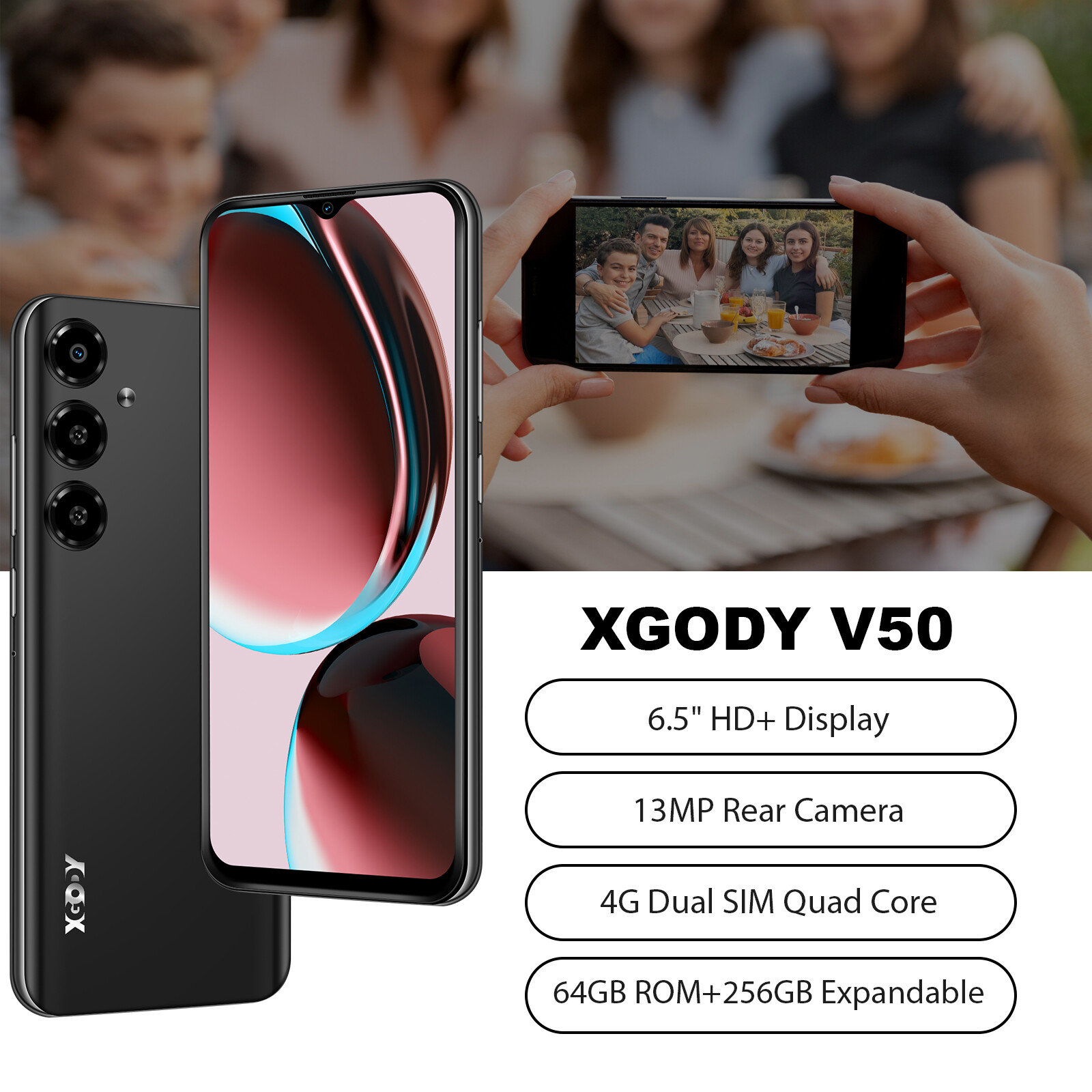 XGODY New Dual SIM Smartphone Android Unlocked Cell Phone Qu