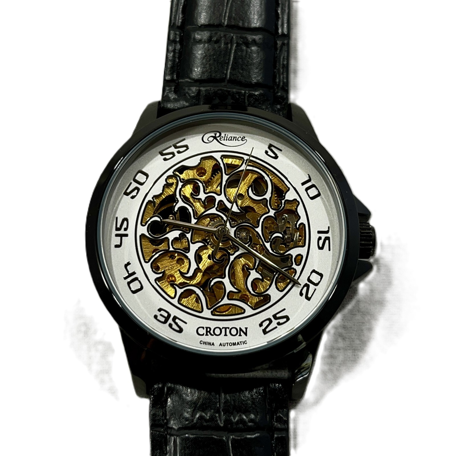 Pre-owned Croton Men's Watch Reliance Automatic Timepiece White And Gold