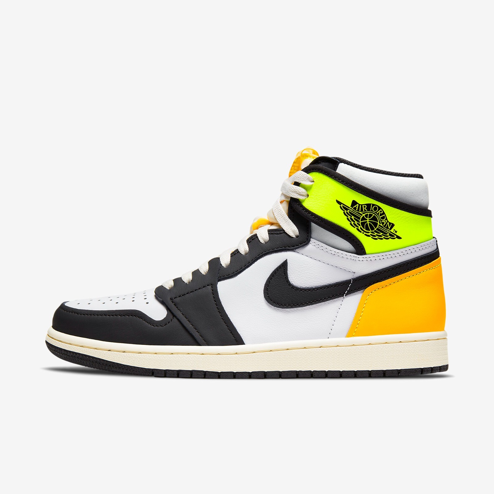 

Кроссовки Nike Air Jordan 1 Retro High OG White Black Volt Gold 555088-118, White/volt/university gold/black, Nike Air Jordan 1