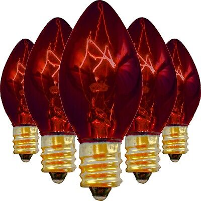C-7 RED CLEAR TWINKLE LIGHT BULBS - BRAND NEW 1 BOX OF 25 C7 RED BLINKING