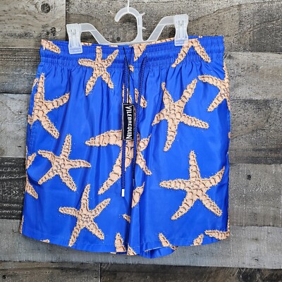 Vilebrequin Mahina NWT Mens Large Swim Trunks Blue Shorts Starfish Bleu De Mer