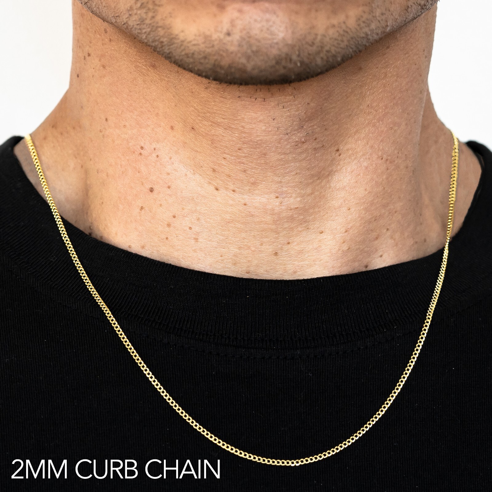 林*子様 10K GOLD NECLACE 46cm 2mm 18K Solid Yellow Gold 1.3mm 2-Sided Curb Link Chain Necklace