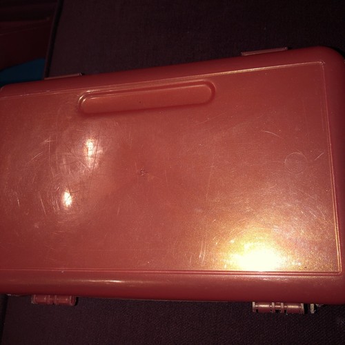 2 Staples Plastic Pencil Boxes-Red & Blue