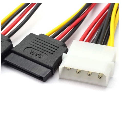 4 Pin Male IDE Molex to 15 Pin Female Dual SATA Power Splitter Adapter Cable