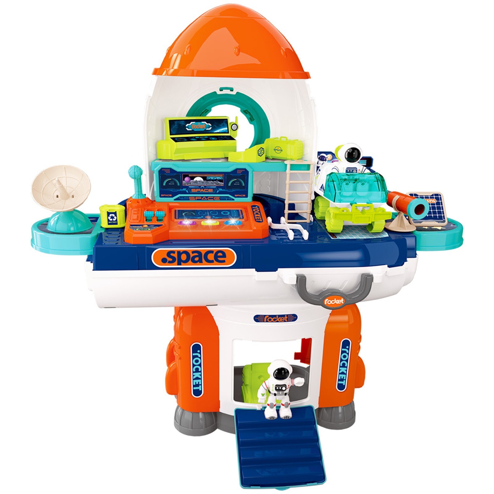 Kidplokio 2 in 1 Space Rocket Astronaut Toys with Lights and
