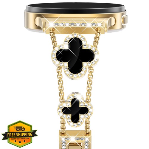NewWays Galaxy Watch 8/8 Classic Bands - Rhinestone Clover Metal Strap