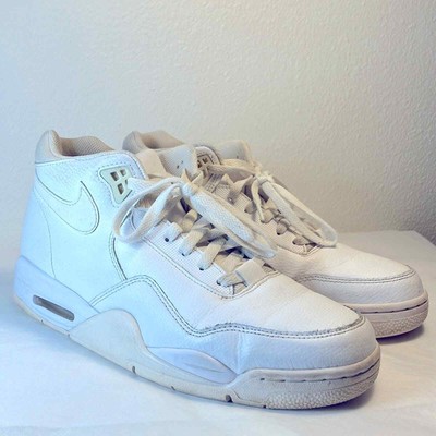 Nike "Flight Legacy" Triple White High-Top Sneakers, Men's s