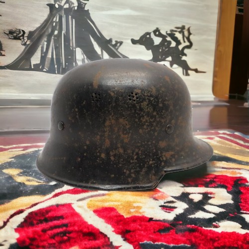Vintage Original Steel WW2 German Helmet With Original Liner & Chin Strap WWII