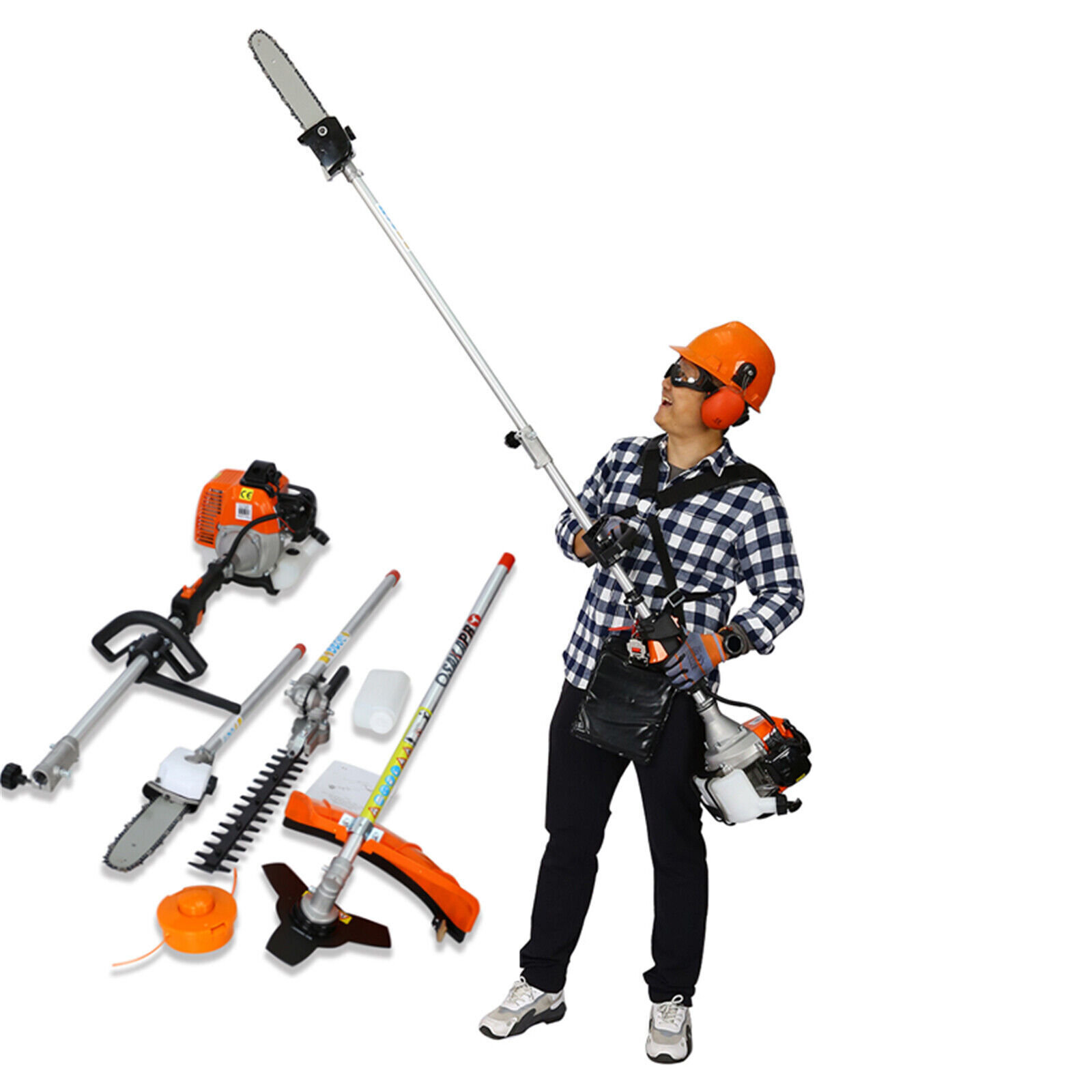 4 in 1 Multi-Functional Trimming Tool 52CC with Gas Pole Saw Hedge Trimmer