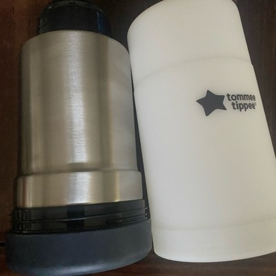Tommee tippee travel warm bottle food warmer thermal flask thermos lid new baby
