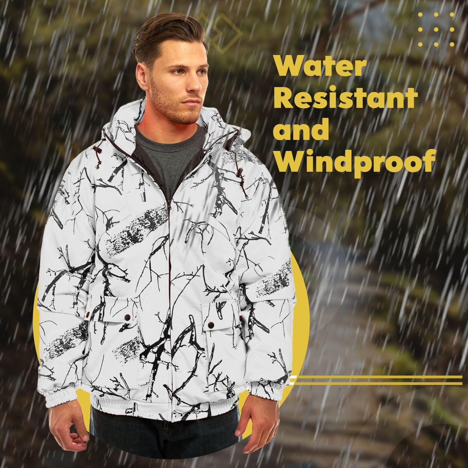 Mens Tactical Hoodie Jacket &ndash; Insulated & Waterproof Warm Camo Hunting Gear Coat