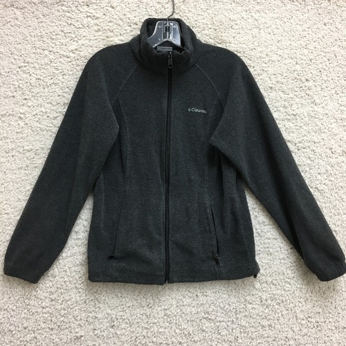 Columbia Sweater Small Adult Gray Full Zip Pocket Fleece Mock Neck Outdoor Women