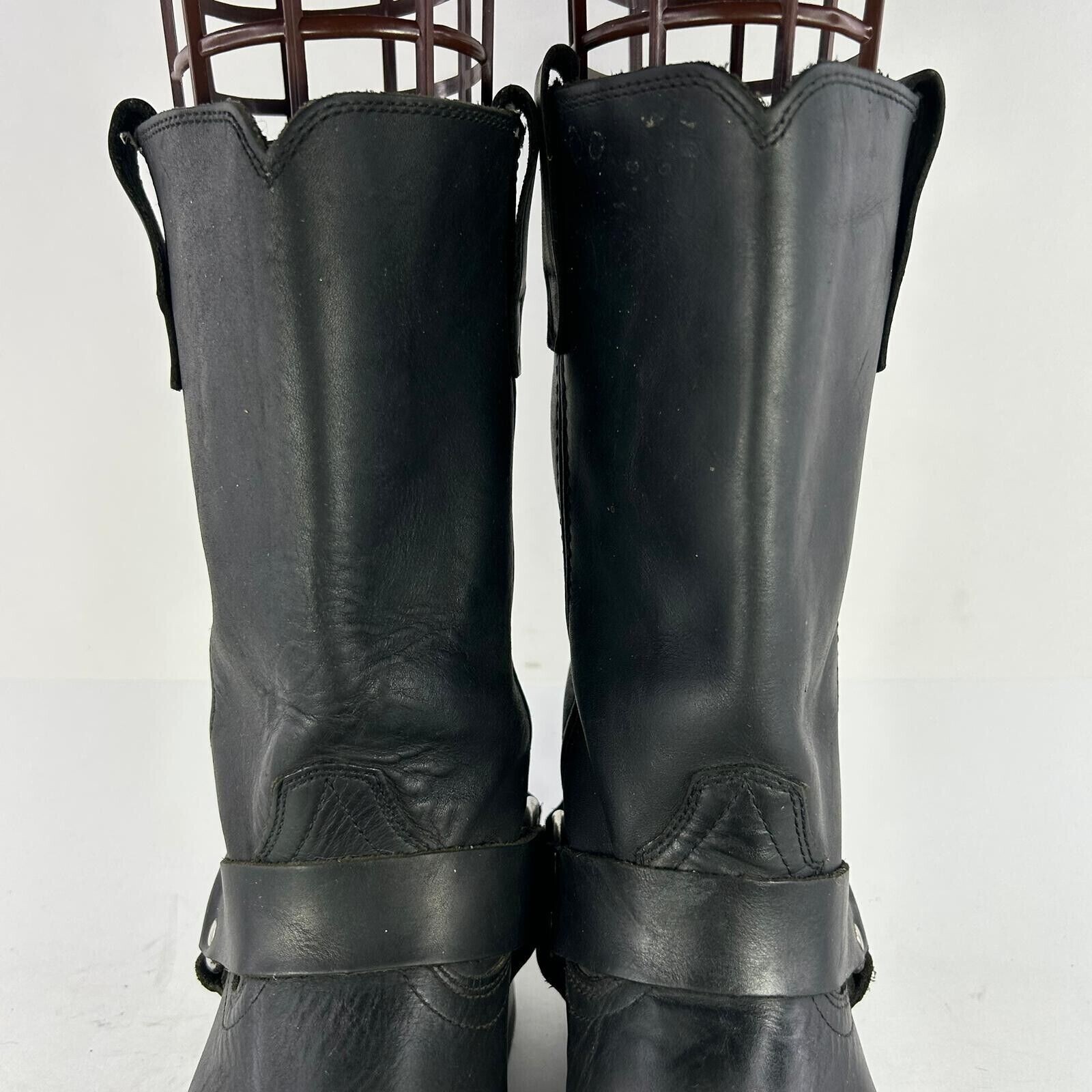 Men's Durango Biker Harness Boots US 9 D Black Leather Pull Square Toe Boot