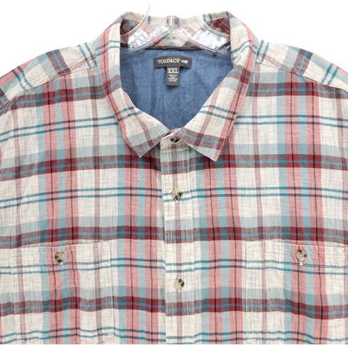 TOAD & CO Smythy Plaid Short Sleeve Shirt 100% Organic Cotton Button Up Mens XXL