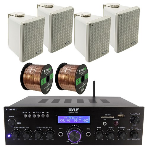 4 Kicker Outdoor Marine 6.5" Box Speakers, Bluetooth USB Rec