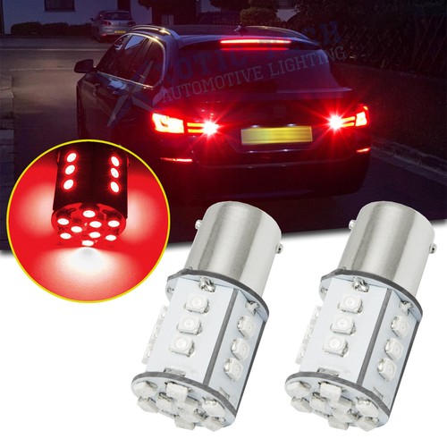 2x 1156 7506 1141 BA15S 24-SMD Red Rear LED Blinking Brake Tail Light Lamp Bulb