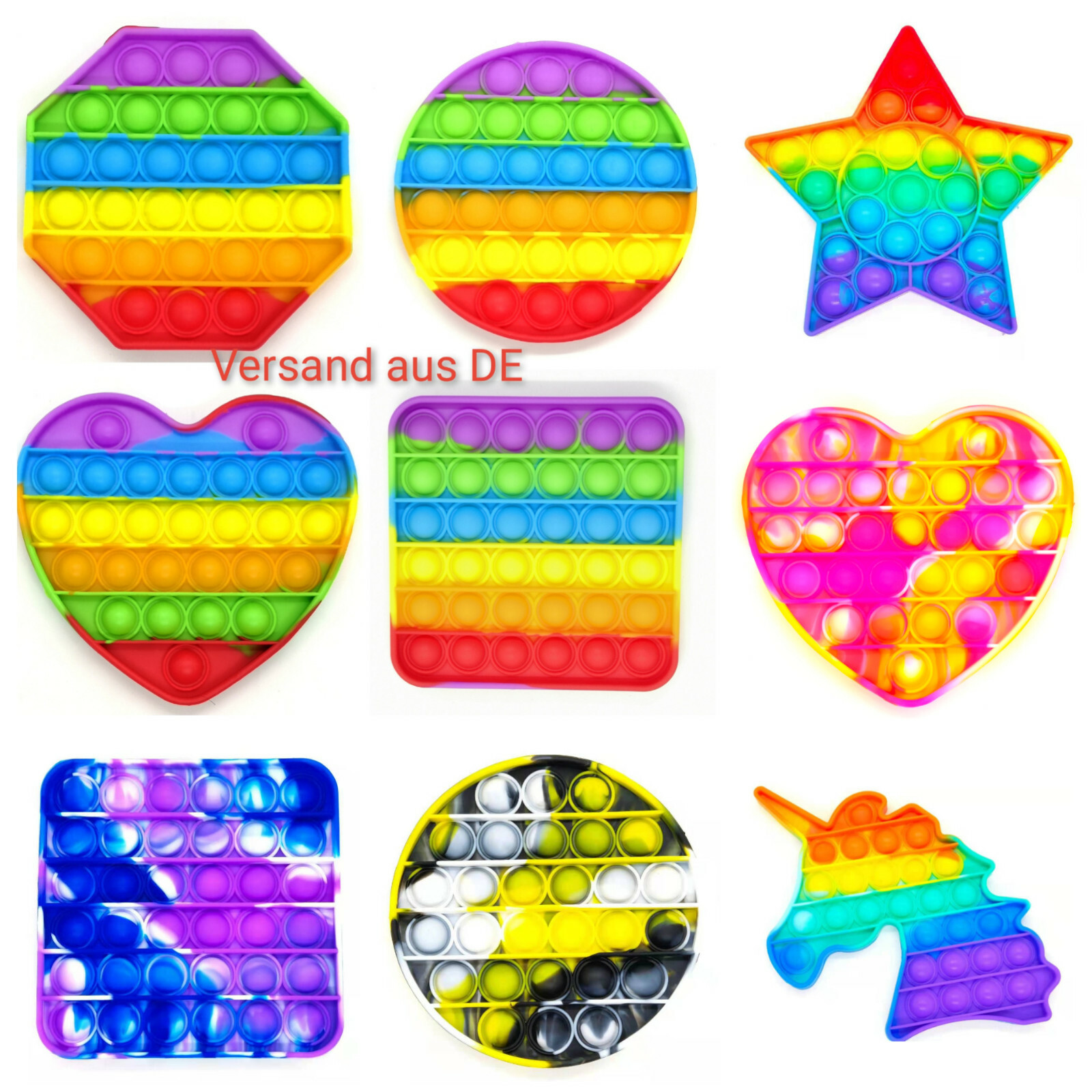 Push It Pop Fidget Bubble Pop Trend Spielzeug Toy Anti Stress Rainbow TikTok 