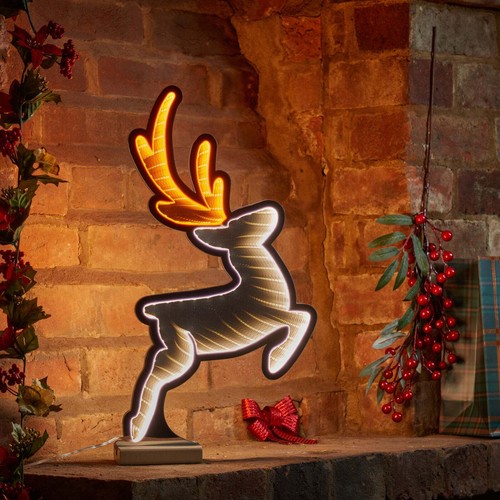 Three Kings Christmas Festive Indoor Deer's Leap Infinity Inlit Mirror 45cm