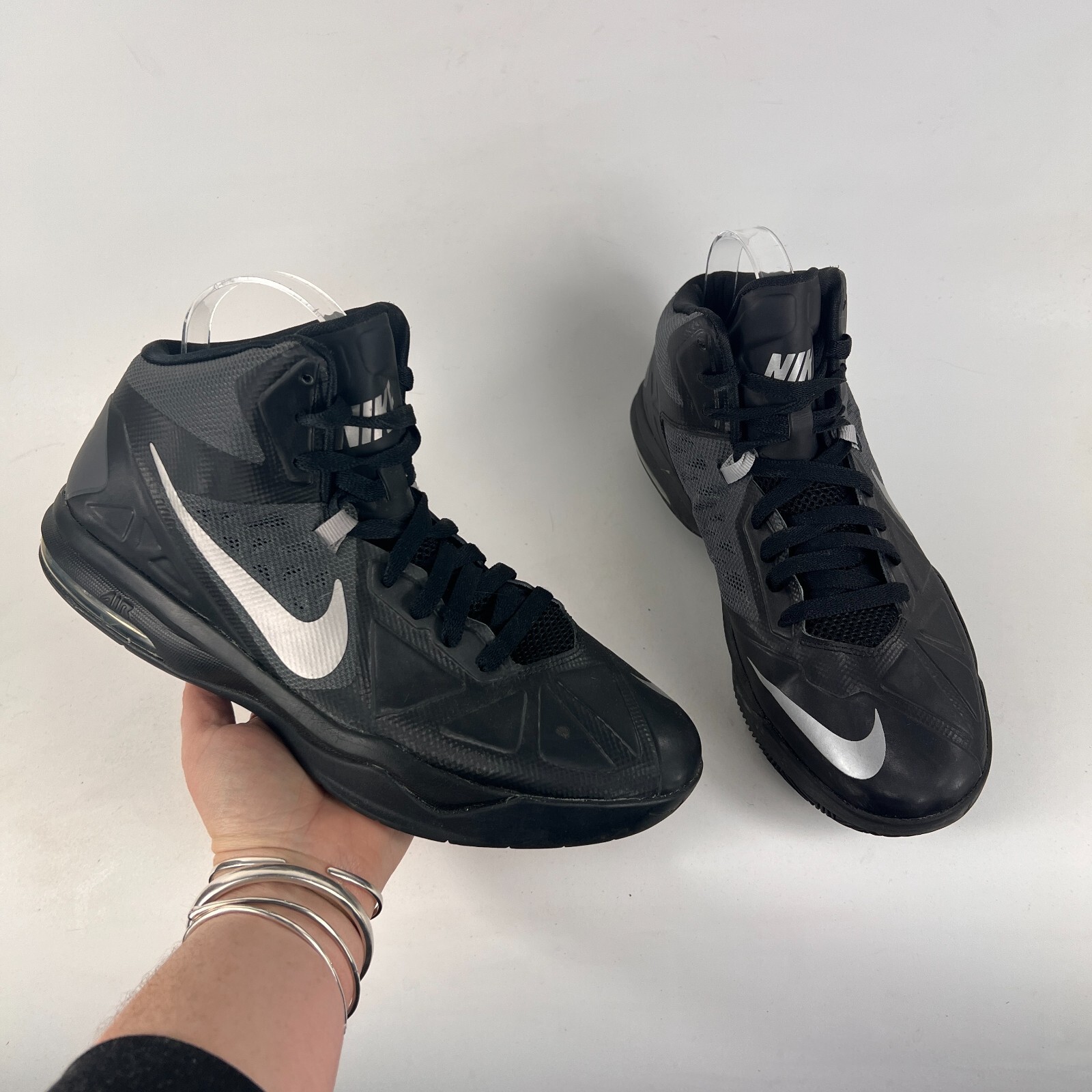 Black Silver Mid Top Shoes