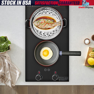 Electric Hob Cook Top Stove 110V Induction Cooktop 2 Burners Ceramic Cooktop
