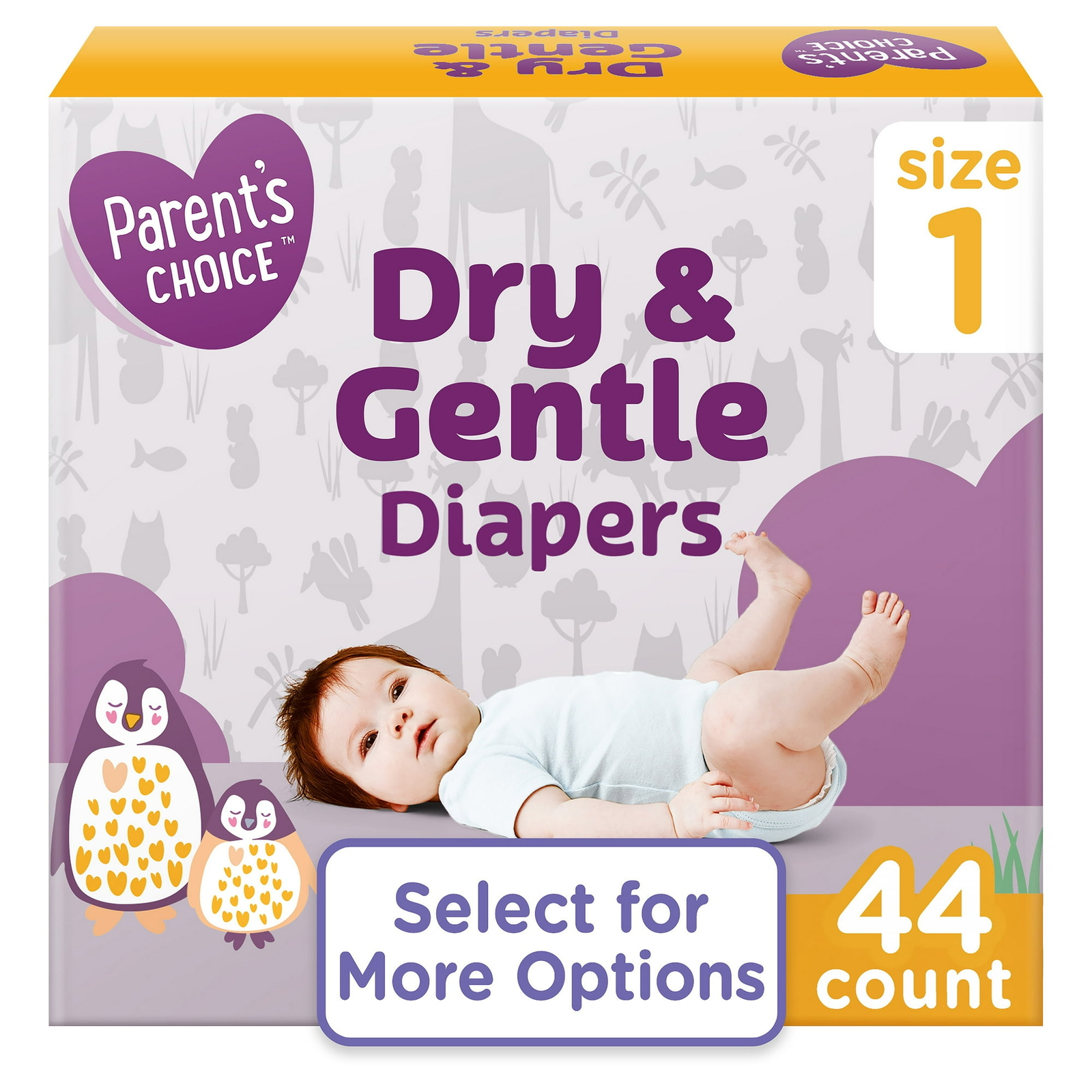 Parent's Choice Dry & Gentle Diapers Size 1 Disposable 44-162 Ct