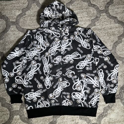 Vintage BAPE A BATHING APE Full Zip Up HOODIE BABY MILO XL Vintage BAPE A BATHING APE Full Zip Up HOODIE BABY MILO XL