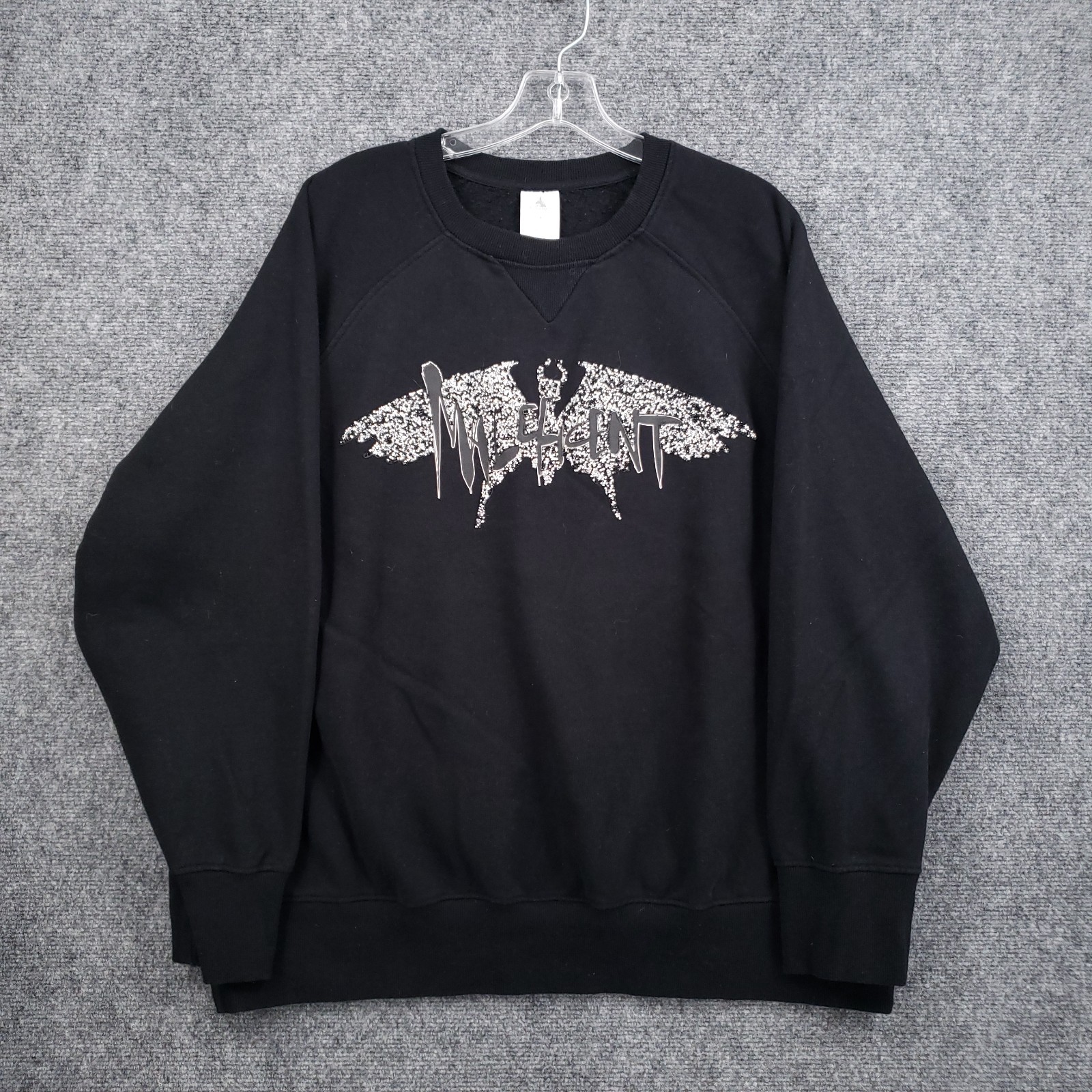 Disney Maleficent Sweatshirt Womens 2XL Black Glitter Graphic Pullover Lounge