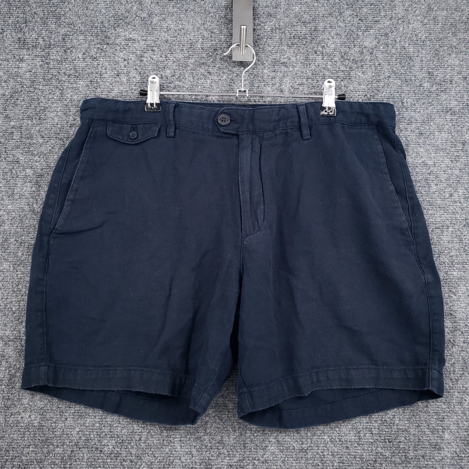 Banana Republic Linen Blend Shorts Mens 35 Blue Flat Front Preppy Casual Summer