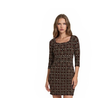 J. McLaughlin Dress Women's Size XS Black Orange Geometric Sheath Catalina Cloth
