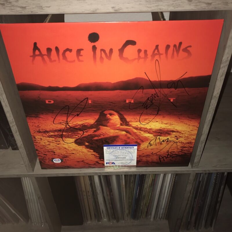 SIGNED x3 Alice in Chains COA Jerry Cantrell Sean Kinney Mike Inez Vinyl Record
