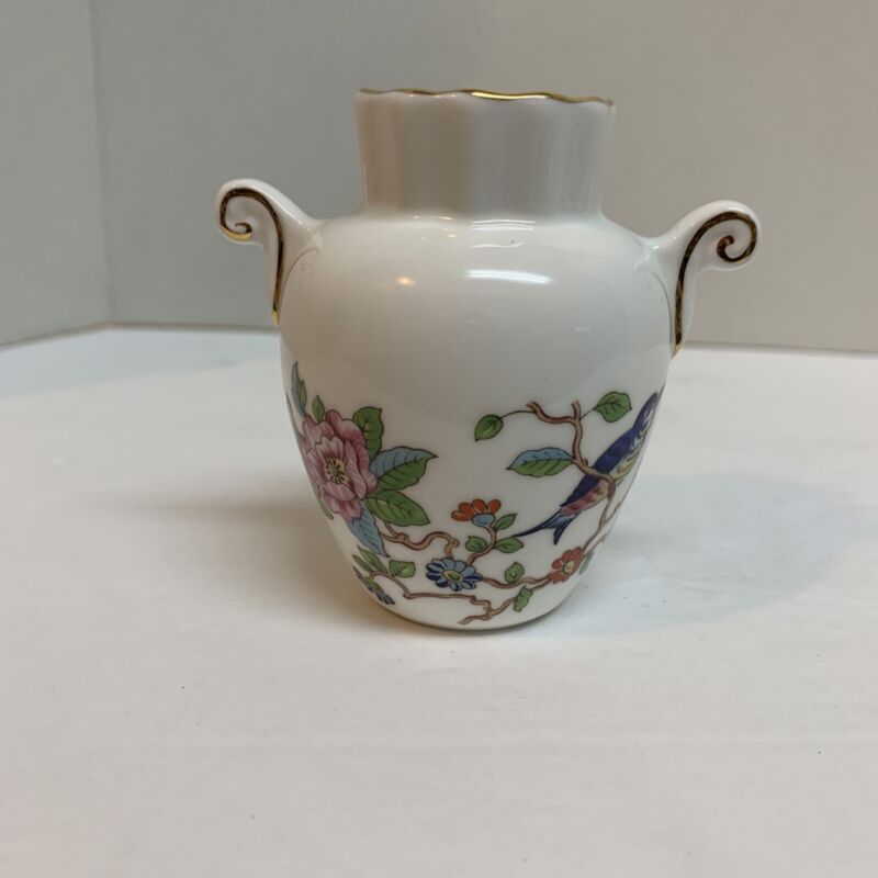 Aynsley Small Double Handle Vase "Pembroke" Fine English Bone China EUC