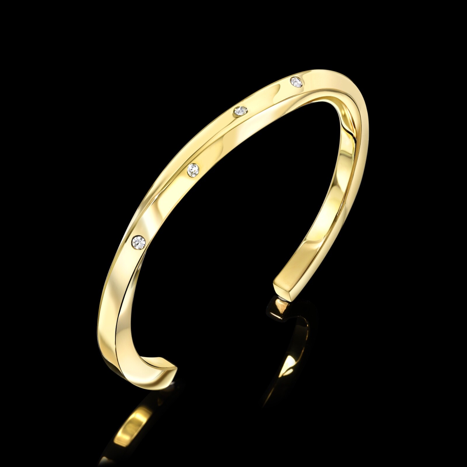 Gold Plated Stainless Steel Twisted Bangle/Bracelet With