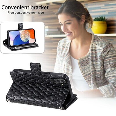 For Samsung A15 A14 A13 A25 A35 A53 A54 5G Crossbody Leather Zipper Wallet Case