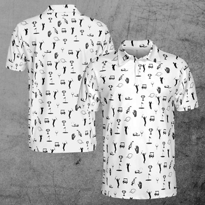 Funny Golf Icon Golfer Silhouette Golf Lover Men's Polo Shirt S-5XL