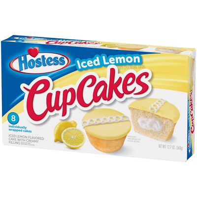 Hostess Iced Lemon Cupcakes Box of 8, Case of 6