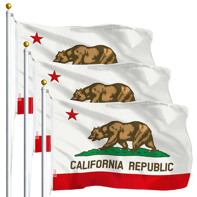 California CA State Flag 3x5FT 3-Pack Printed Polyester By