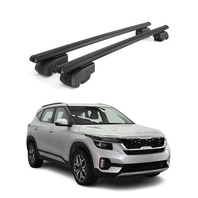 Lockable Roof Rack Cross Bars Luggage Carrier for Kia Seltos 2021-2026 Black