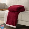 PAVILIA Maroon Red Couch Blanket Throw Reversible Sherpa Chevron, Soft Cozy Jacquard Weave Textured Blanket Sofa Bed, Thick Warm Large Fleece Car Blanket, Plush Home Decor Gift, 50x60 Burgundy Wine