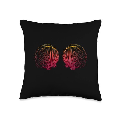 Beachcombers Camping and Conches-What The Shell Bra Throw Pillow 16x16 Multic...