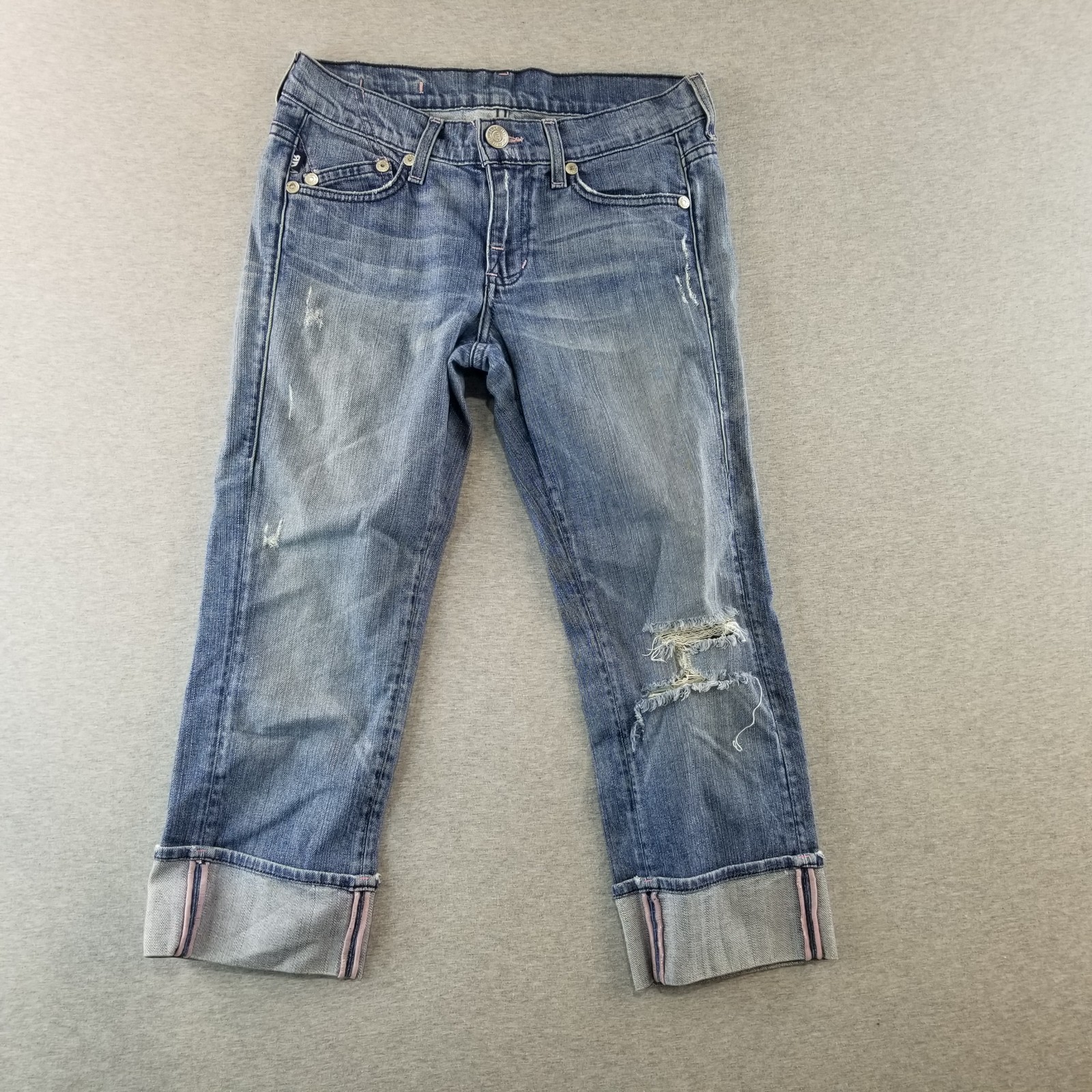Rock & Republic Jean Capri Womens Sz 26 VTG Chrissy Med Wash 98% Cotton Normcore