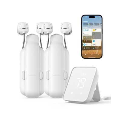 SwitchBot Smart Automatic Curtain Opener 2 Pack with Hub 2 - WiFi Remote Cont...