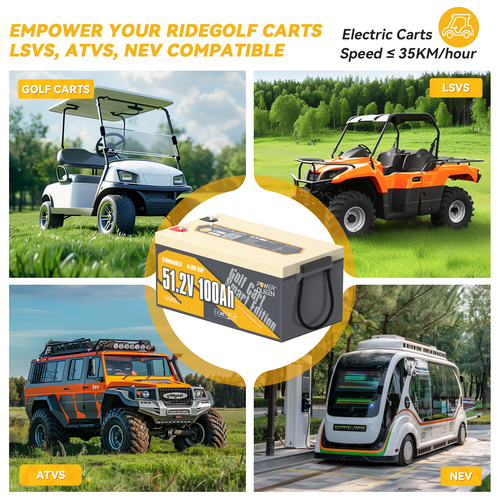 Power Queen 48V 100Ah Bluetooth Golf Cart Lithium Battery Low Temp. Cut Off BMS