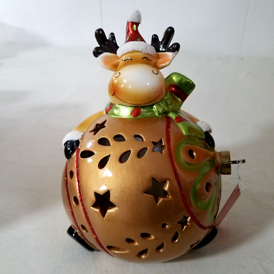 Home Reflections, Luminary w/ Flameless Candle & Timer, REINDEER, NIB