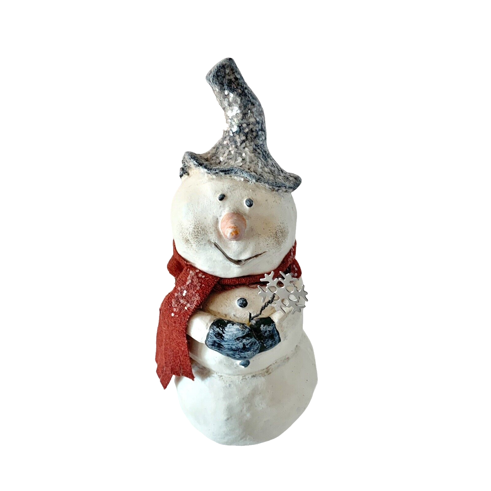 Kevin Smith Snowman Figure Folk Art Black Hat Scarf