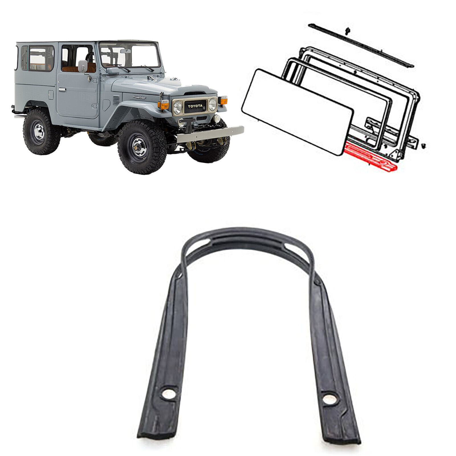 Front Windshield Spacer Frame Rubber Seal Fit For Land Cruiser 40 BJ40 FJ40