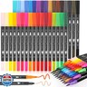Soucolor Art Brush Markers Pens for Adult Coloring Books, Cute Preppy Stuff School Office Teacher Supplies, 34 Colors Dual Tip (Brush and Fine Point) Drawing Markers for Note Taking Journal Classroom