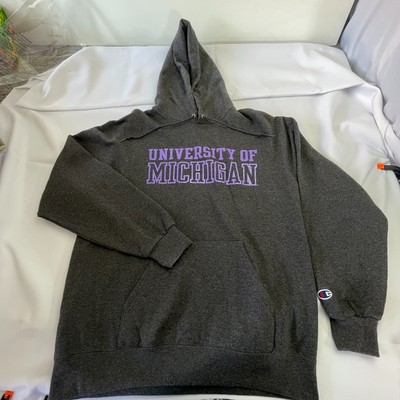 Champion Hoodie Mens Medium University of Michigan Wolverines Grey Purple print
