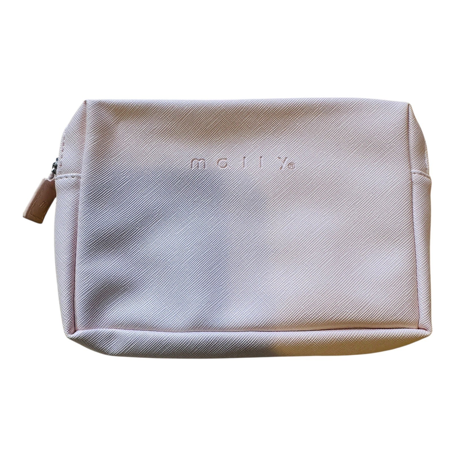 Mally cosmetics bag makeup organizer travel blush pink pebbled...