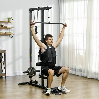 Lat Pull Down Machine Cable Station with Flip-Up Footplate
