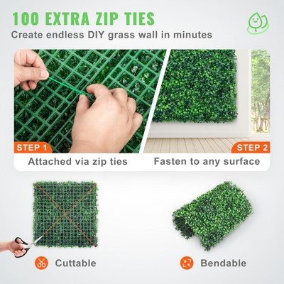 12pcs 20x20" Artificial Boxwood Wall Hedge Mat Plant Panels Outdoor Grass Fence